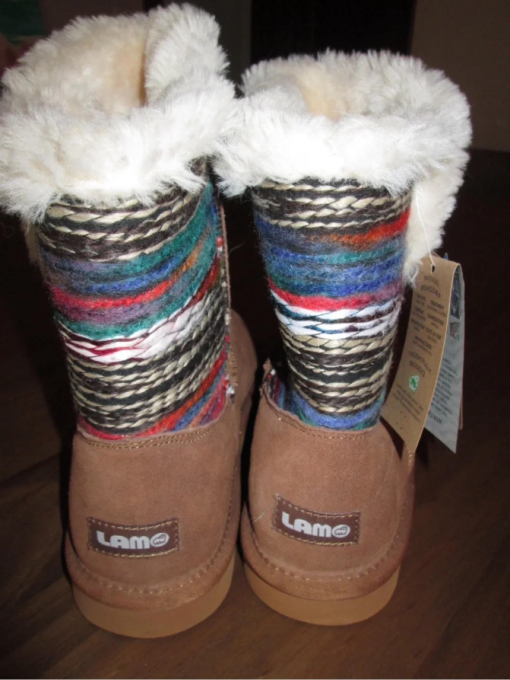Lamo Women's Multicolor Patterned Suede Winter Boots with Shearling Cuff